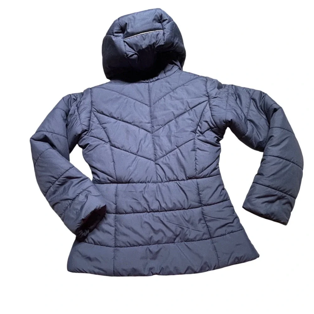 Columbia Girls Winter Coat Navy Pink‎ Faux Fur Hood Quilted Puffer Jacket WG5007